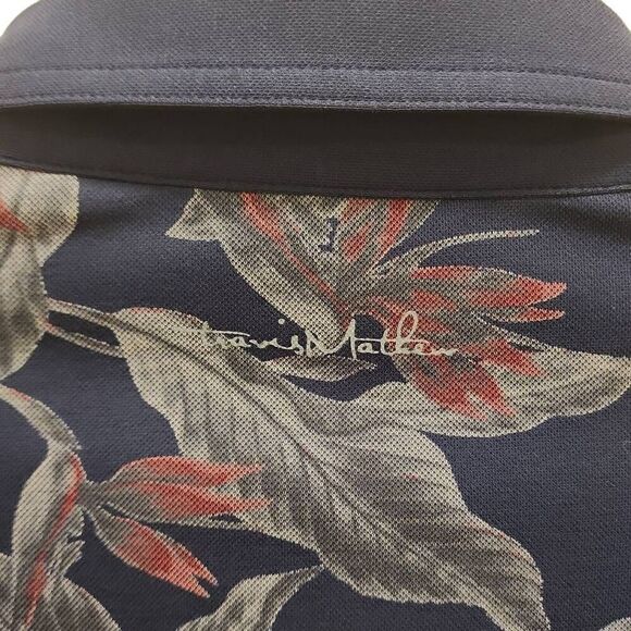 Travis Mathew Magnum Short Sleeve Polo T-Shirt Men's Size Large Blue With Floral - Picture 16 of 16